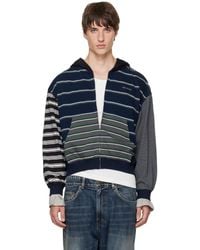 we11done - Layered Striped Zip-Up Hoodie - Lyst