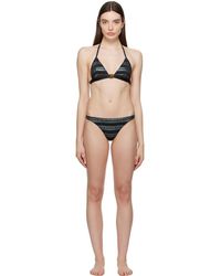 Balmain - Bikini noir motif à logo et à rayures imprimé - Lyst