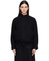 Tonywack - Wool Flannel Belted Stand Collar Bomber Jacket - Lyst