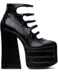 Marc Jacobs - Chaussures à talon bottier kiki noires en cuir gaufré façon croco - Lyst