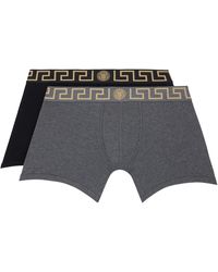 Versace - Two-Pack & Greca Border Long Boxer Briefs - Lyst