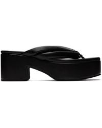 Dries Van Noten - Black Padded Leather Heeled Sandals - Lyst