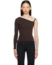 Courreges - T-shirt brun à manche unique - Lyst