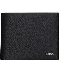 BOSS - Logo-lettering Trifold Leather Wallet - Lyst