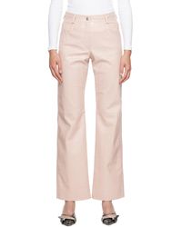 MSGM - Pink Straight-leg Faux-leather Trousers - Lyst