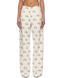 Blumarine - ホワイト＆ピンク プリント ボーイフレンド ジーンズ - Lyst