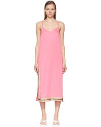 Palm Angels - Pink Polyester Midi Dress - Lyst