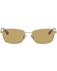 Bottega Veneta - Silver Split Rectangular Sunglasses - Lyst