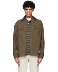 A.P.C. - Khaki Solid-Color Cotton Overshirt - Lyst