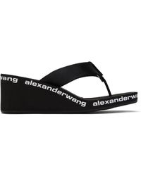 Alexander Wang - Sandales à talon compensé noires en nylon à logos - Lyst