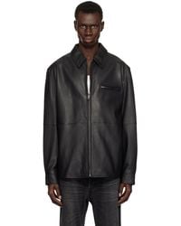 HUGO - Paneled Leather Jacket - Lyst