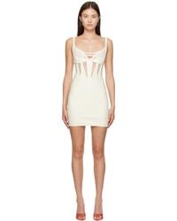 Mugler - Robe courte blanc cassé à encolure arrondie - Lyst