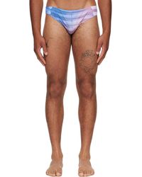 Jean Paul Gaultier - Slip De Bain Bleu Et Rose À Imprimé Air - Lyst