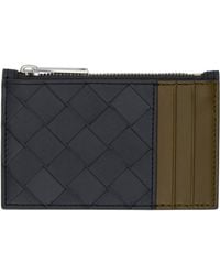 Bottega Veneta - Khaki Intrecciato Zippered Card Holder - Lyst