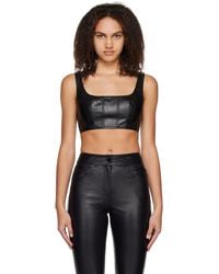 STAUD - Cropped Wells Faux-leather Tank Top - Lyst