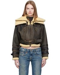 R13 - Cropped Shearling Bomber Jacket - Lyst