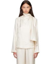 Loulou de Saison - Off- Gala Silk Twill Scarf Blouse - Lyst
