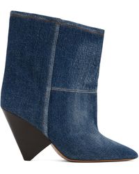 Isabel Marant - Miyako Two-tone Denim Ankle Boots - Lyst