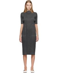 Pleats Please Issey Miyake - Cotton Denim Midi Dress - Lyst