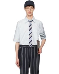 Thom Browne - Thom e chemise bleu et blanc à quatre rayures - Lyst