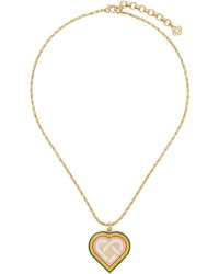 Casablancabrand - Collier doré à médaillon en forme de cœur à monogramme - Lyst