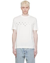 Emporio Armani - Off-white Embroidered T-shirt - Lyst
