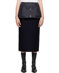 Sacai - ネイビー パネル ミディアムスカート - Lyst
