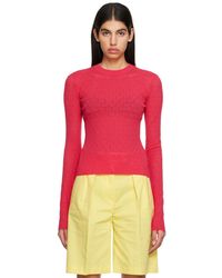MSGM - T-shirt à manches longues rose à col ras du cou - Lyst