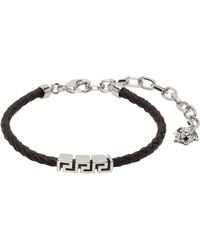 Versace - Greca Leather Bracelet - Lyst