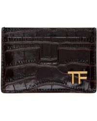 Tom Ford - Porte-cartes brun en cuir gaufré façon croco - Lyst