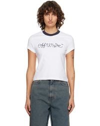 Off-White c/o Virgil Abloh - Embroidered Script Logo Fitted T-Shirt - Lyst