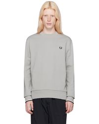 Fred Perry - F perry pull molletonné gris à logo brodé - Lyst