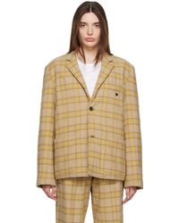 Acne Studios - Veston brun à carreaux - Lyst