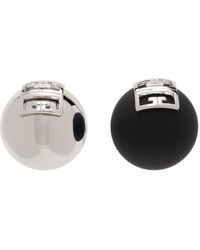 Givenchy - Boucles d'oreilles argenté et noir à logo 4g - Lyst