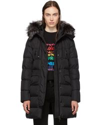 Moncler Black Down And Fur Aprhoti Coat