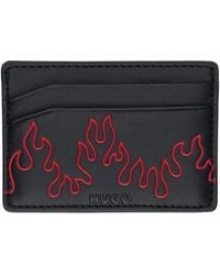HUGO - Black Faux-leather Flame Artwork Card Holder - Lyst