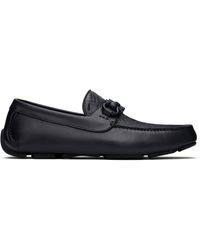 Ferragamo - Flâneurs De Conduite Bleu Marine À Ferrure Gancini - Lyst