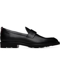 HUGO - Leather Penny Trim Loafers - Lyst