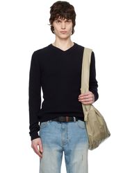 Tonywack - Super Fine Wool Ribbed V-Neck Sweater - Lyst