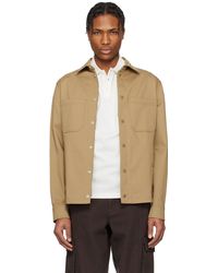 Moncler - ベージュ コットン ギャバジン オーバーシャツ - Lyst