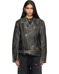 MM6 by Maison Margiela - Faded Leather Jacket - Lyst