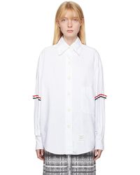 Thom Browne - Thom e chemise surdimensionnée blanche à brassards tricolores - Lyst