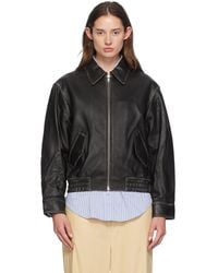 DUNST - Spread Collar Leather Jacket - Lyst