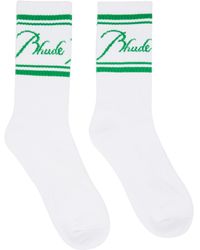 Rhude - Chaussettes blanc et vert à image à logo - Lyst