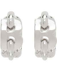 Balenciaga - Boucles d'oreilles à anneau sculpturales argentées à logo - Lyst