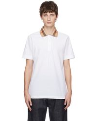 Burberry - ホワイト チェックカラー ポロシャツ - Lyst