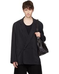 Lemaire - Soft Double Breasted Dry Silk Blazer - Lyst