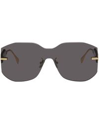 Fendi - Black & Gold Graphy Sunglasses - Lyst