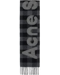 Acne Studios - Écharpe Noir Et Gris À Carreaux Et À Logo - Lyst
