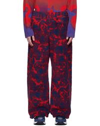 Burberry - Pantalon rouge et bleu à motif de roses - Lyst